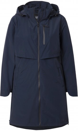 Ulla Popken Hooded with Zippered Pockets and Zippered Side Slits Jacket Navy - Giacche - 