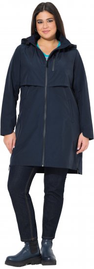Ulla Popken Hooded with Zippered Pockets and Zippered Side Slits Jacket Navy - Giacche - 