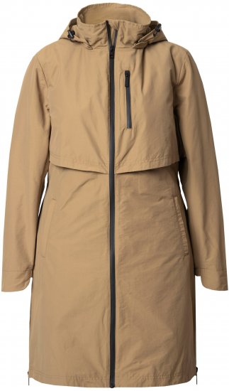 Ulla Popken Hooded with Zippered Pockets and Zippered Side Slits Jacket Mocha - Giacche - 