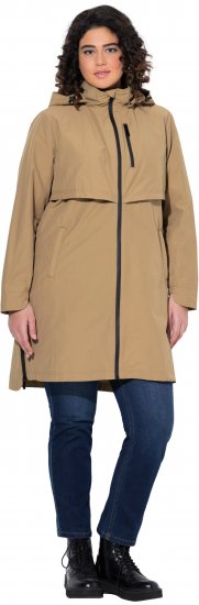 Ulla Popken Hooded with Zippered Pockets and Zippered Side Slits Jacket Mocha - Giacche - 