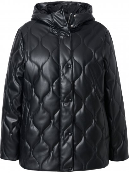 Ulla Popken Faux Leather Quilted Jacket Black - Giacche - 