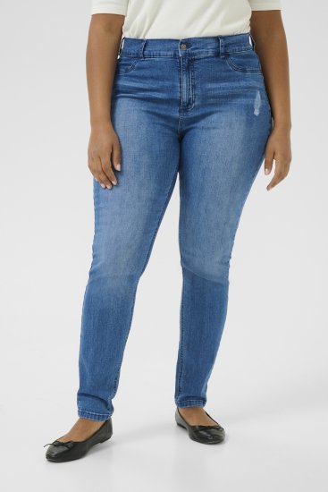 Kaffe Curve Laurina Jeans Washed/Destroyed Blue Denim - Jeans & Pantaloni Donna Taglie Comode – Plus Size - 