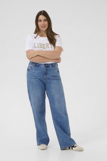 Kaffe Curve Leoana Jeans larghi lunghi Blu vintage - Jeans & Pantaloni Donna Taglie Comode – Plus Size - 