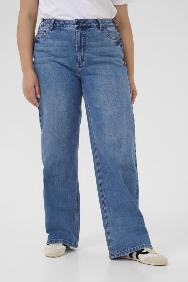 Kaffe Curve Leoana Jeans larghi lunghi Blu vintage - Jeans & Pantaloni Donna Taglie Comode – Plus Size - 