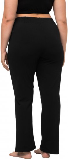 Ulla Popken Bootcut Elastic Waist Cotton French Terry Sport Pants Black - Jeans & Pantaloni Donna Taglie Comode – Plus Size - 