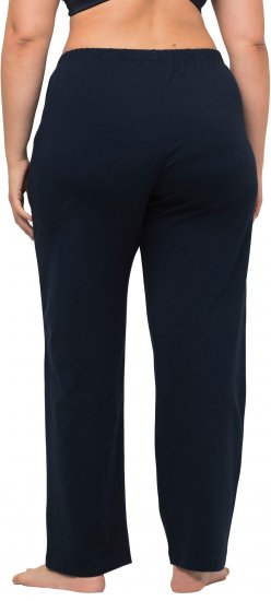 Ulla Popken Bootcut Elastic Waist Cotton French Terry Sport Pants Night Blue - Jeans & Pantaloni Donna Taglie Comode – Plus Size - 