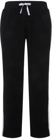 Ulla Popken Side Stripe Adjustable Drawstring Waist Joggers Black - Jeans & Pantaloni Donna Taglie Comode – Plus Size - 