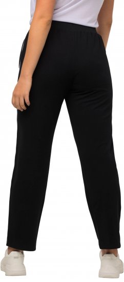 Ulla Popken Side Stripe Adjustable Drawstring Waist Joggers Black - Jeans & Pantaloni Donna Taglie Comode – Plus Size - 