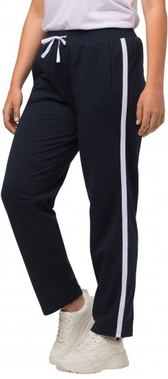 Ulla Popken Side Stripe Adjustable Drawstring Waist Joggers Navy - Jeans & Pantaloni Donna Taglie Comode – Plus Size - 