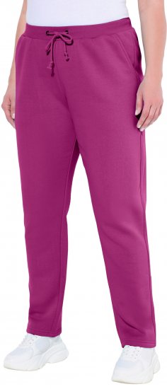 Ulla Popken Basic Drawstring Elastic Waist Cotton Blend Joggers Berry - Jeans & Pantaloni Donna Taglie Comode – Plus Size - 
