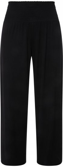 Ulla Popken Wide Leg Smocked Waist Knit Pants Black - Jeans & Pantaloni Donna Taglie Comode – Plus Size - Jeans e Pantaloni Donna, EU 42-70