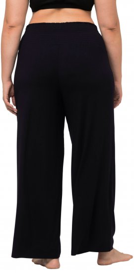 Ulla Popken Wide Leg Smocked Waist Knit Pants Black - Jeans & Pantaloni Donna Taglie Comode – Plus Size - Jeans e Pantaloni Donna, EU 42-70