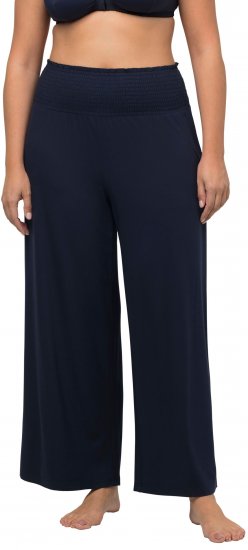 Ulla Popken Wide Leg Smocked Waist Knit Pants Night Blue - Jeans & Pantaloni Donna Taglie Comode – Plus Size - Jeans e Pantaloni Donna, EU 42-70