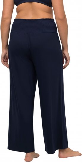 Ulla Popken Wide Leg Smocked Waist Knit Pants Night Blue - Jeans & Pantaloni Donna Taglie Comode – Plus Size - Jeans e Pantaloni Donna, EU 42-70