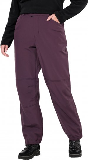 Ulla Popken Softshell Triple Function Fleece Lined Pants Dark Blackberry - Jeans & Pantaloni Donna Taglie Comode – Plus Size - 