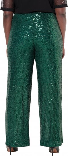 Ulla Popken Wide Leg Sequined Pants Dark Green - Jeans & Pantaloni Donna Taglie Comode – Plus Size - Jeans e Pantaloni Donna, EU 42-70