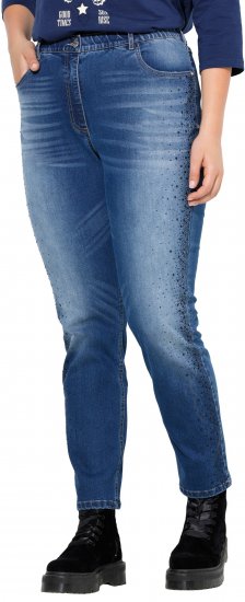 Ulla Popken Rhinestone Detail Stretch Fit Jeans Denim Blue - Jeans & Pantaloni Donna Taglie Comode – Plus Size - Jeans e Pantaloni Donna, EU 42-70