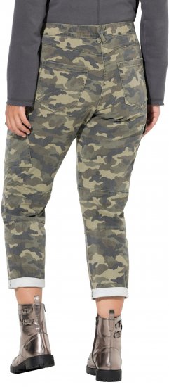 Ulla Popken Camo Boyfriend Pants Olive Grey - Jeans & Pantaloni Donna Taglie Comode – Plus Size - 