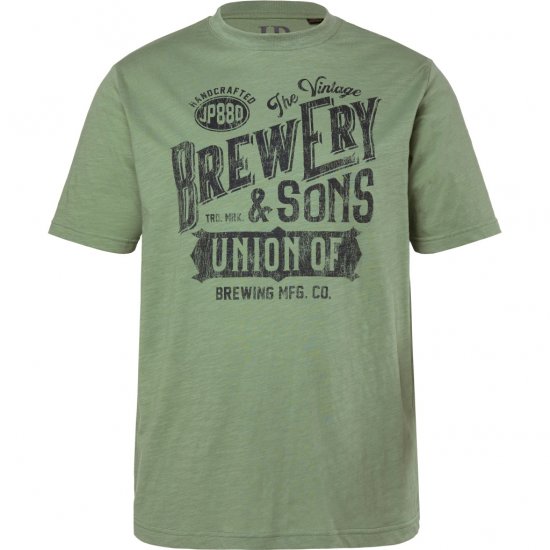 JP1880 T-Shirt Short Sleeve Chest Print Eucalyptus Green - Magliette - Magliette Uomo Taglie Forti