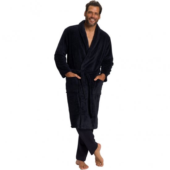JP1880 Bathrobe with Spacious Patch Pockets Dark Navy - Intimo & costumi da bagno - Intimo Taglie Forti Uomo