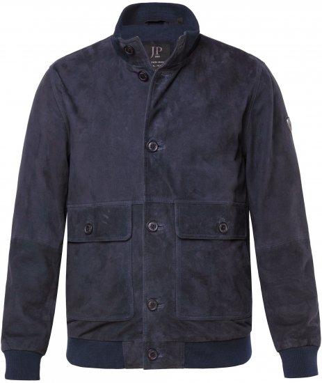JP1880 Soft Goatskin Suede Leather Jacket Navy - Giacche in pelle - Giacche in pelle taglie forti