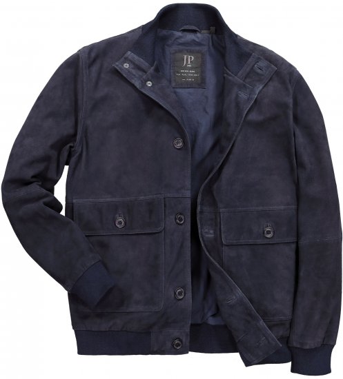 JP1880 Soft Goatskin Suede Leather Jacket Navy - Giacche in pelle - Giacche in pelle taglie forti