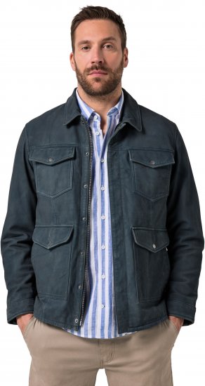 JP1880 Fine Lamb Leather Jacket Deep Sea Blue - Giubbotti - Giubbotti Uomo Taglie Forti