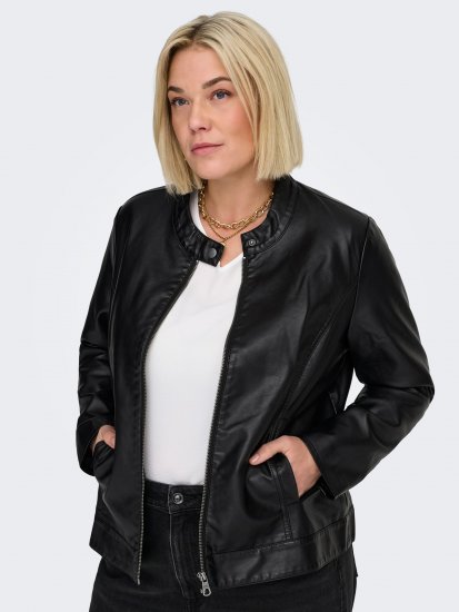 Only Carmakoma Robber Leather Jacket Black - Giacche in pelle - 