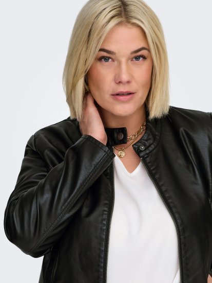 Only Carmakoma Robber Leather Jacket Black - Giacche in pelle - 