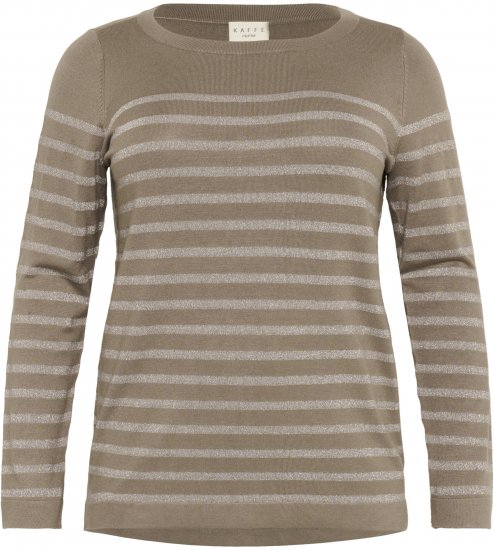Kaffe Curve Linia Boatneck Pullover Morel Melange with Silver Lurex - Maglioni lavorati a maglia - 