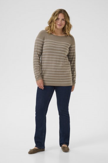 Kaffe Curve Linia Boatneck Pullover Morel Melange with Silver Lurex - Maglioni lavorati a maglia - 
