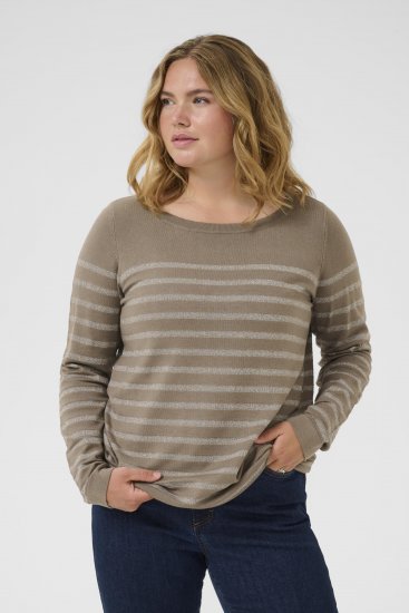 Kaffe Curve Linia Boatneck Pullover Morel Melange with Silver Lurex - Maglioni lavorati a maglia - 