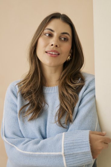 Kaffe Curve Jina Knit Pullover Powder Blue Melange - Maglioni lavorati a maglia - 