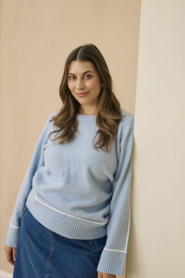 Kaffe Curve Jina Knit Pullover Powder Blue Melange - Maglioni lavorati a maglia - 