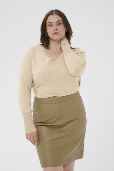 Kaffe Curve Lizzy Long Sleeve Pullover Feather Grey Melange - Maglioni lavorati a maglia - 