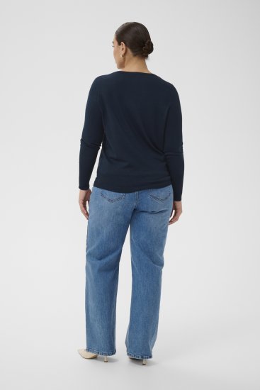 Kaffe Curve Lizzy Long Sleeve Pullover Midnight Marine - Maglioni lavorati a maglia - 
