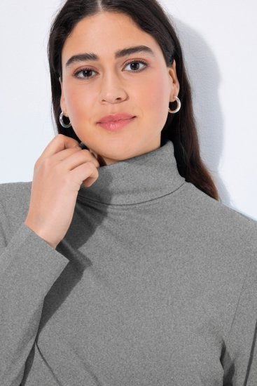 Ulla Popken Basic Long Sleeve Slim Fit Turtleneck Light Grey Melange - Felpe & felpe con cappuccio - Felpe, Hoodie e Maglieria Calda