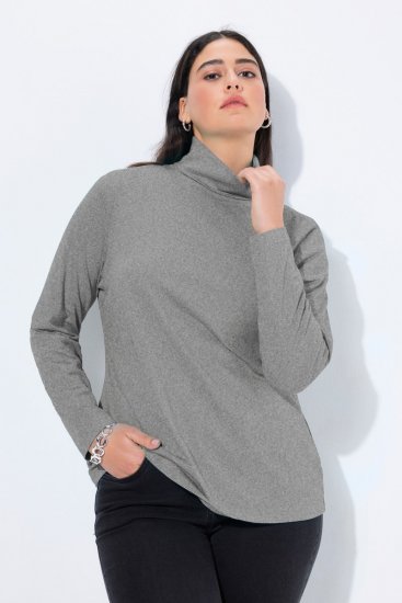 Ulla Popken Basic Long Sleeve Slim Fit Turtleneck Light Grey Melange - Felpe & felpe con cappuccio - Felpe, Hoodie e Maglieria Calda