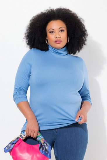 Ulla Popken Basic Long Sleeve Slim Fit Turtleneck Light Cornflower - Felpe & felpe con cappuccio - Felpe, Hoodie e Maglieria Calda