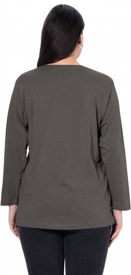 Ulla Popken Back To Basics V-Neck Relaxed Fit Cotton Tee Graphite Grey - T-shirt - 