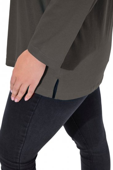 Ulla Popken Back To Basics V-Neck Relaxed Fit Cotton Tee Graphite Grey - T-shirt - T-shirt da donna taglie comode
