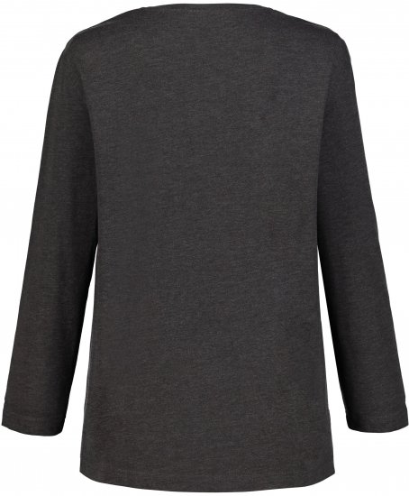 Ulla Popken Back To Basics V-Neck Relaxed Fit Cotton Tee Charcoal Grey Melange - T-shirt - 