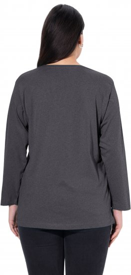 Ulla Popken Back To Basics V-Neck Relaxed Fit Cotton Tee Charcoal Grey Melange - T-shirt - 