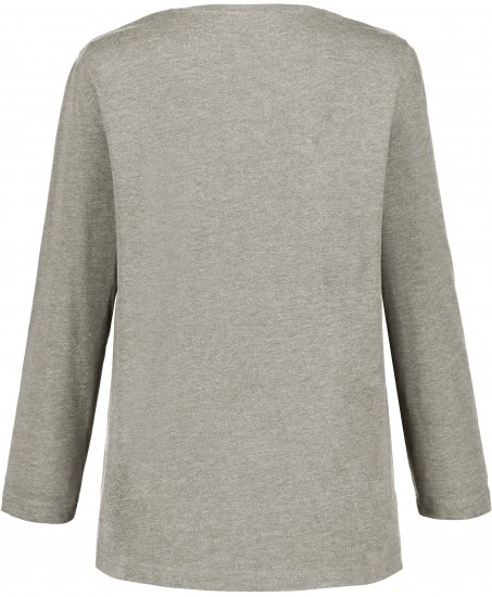 Ulla Popken Back To Basics V-Neck Relaxed Fit Cotton Tee Light Grey Melange - T-shirt - 