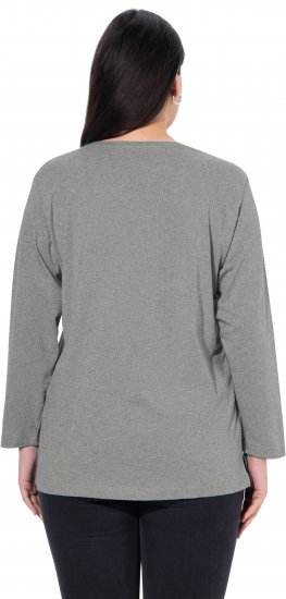 Ulla Popken Back To Basics V-Neck Relaxed Fit Cotton Tee Light Grey Melange - T-shirt - 