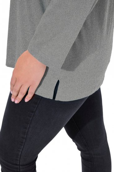 Ulla Popken Back To Basics V-Neck Relaxed Fit Cotton Tee Light Grey Melange - T-shirt - T-shirt da donna taglie comode