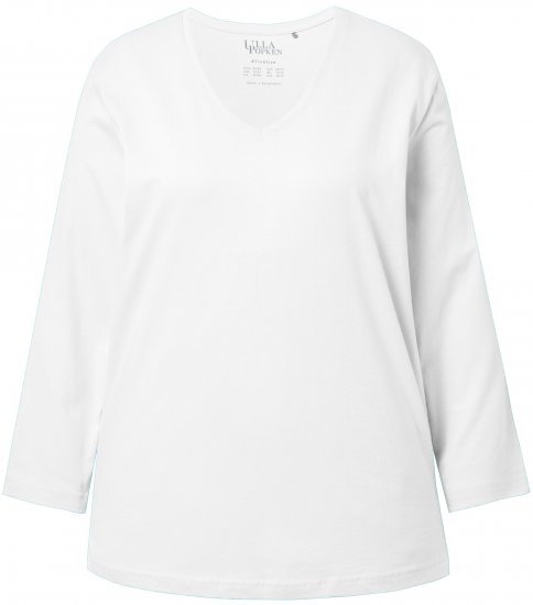 Ulla Popken Back To Basics V-Neck Relaxed Fit Cotton Tee Snow White - T-shirt - 