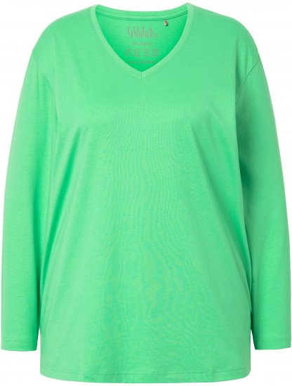 Ulla Popken Back To Basics V-Neck Relaxed Fit Cotton Tee Mint Green - T-shirt - 