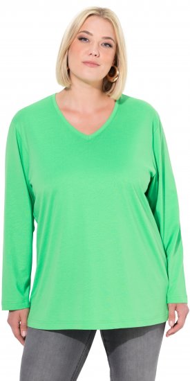 Ulla Popken Back To Basics V-Neck Relaxed Fit Cotton Tee Mint Green - T-shirt - 