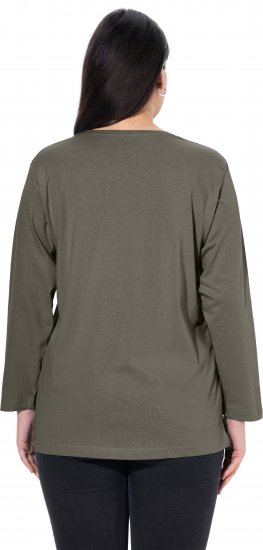 Ulla Popken Back To Basics V-Neck Relaxed Fit Cotton Tee Olive - T-shirt - 